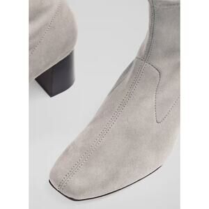 NWOB LK Bennett London Amira Grey Stretch Suede Ankle Boots 38 8 Winter Booties